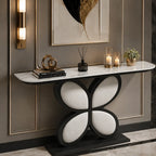 Luxury Console Table Featuring Black Floral Flower Design & Marble Top