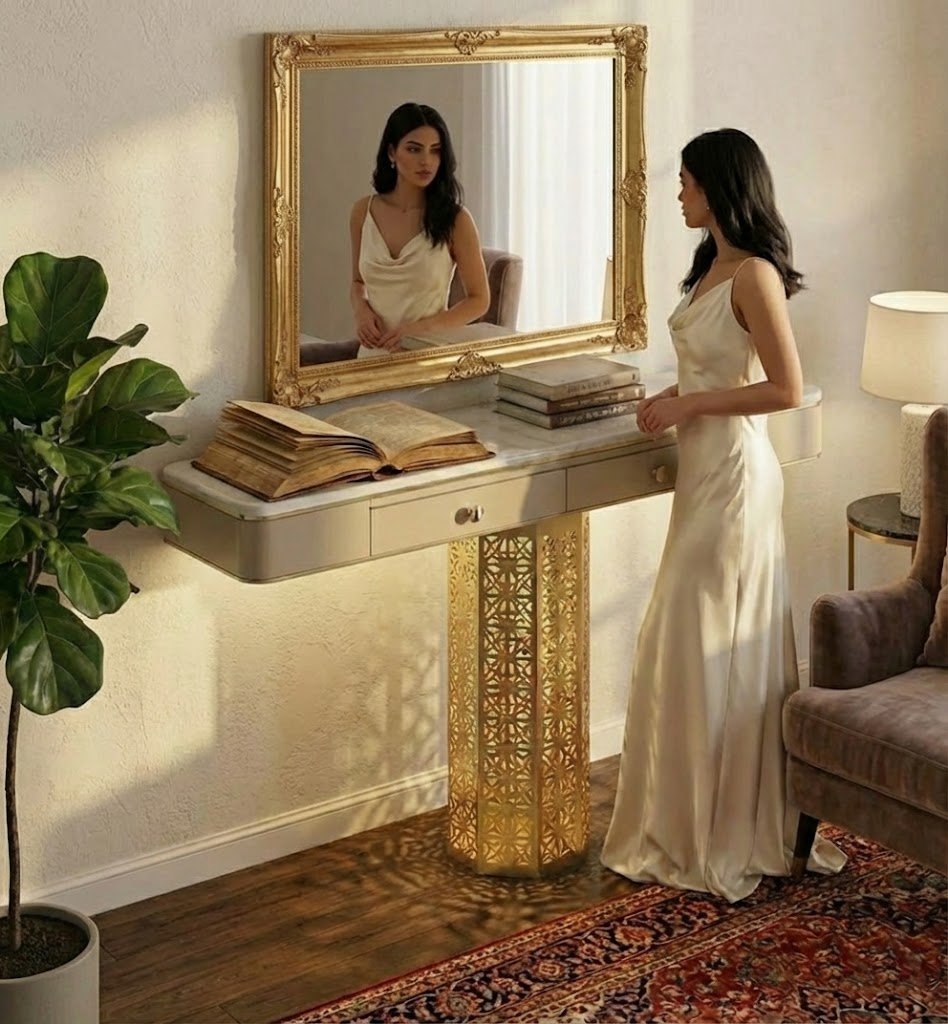 Luxury Console Table with LED & Storage Drawers (SS 302)