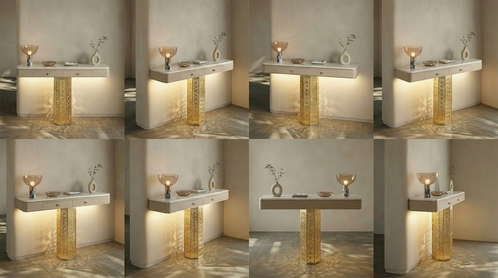 Luxury Console Table with LED & Storage Drawers (SS 302)