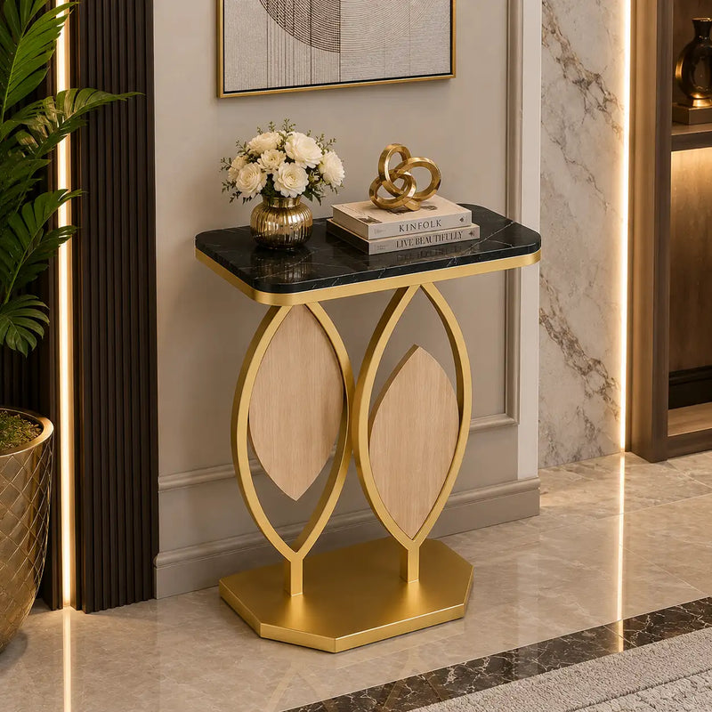 Luxury Console Table with Marble Top Modern Accent Side Table for Living Room Entryway Bedroom