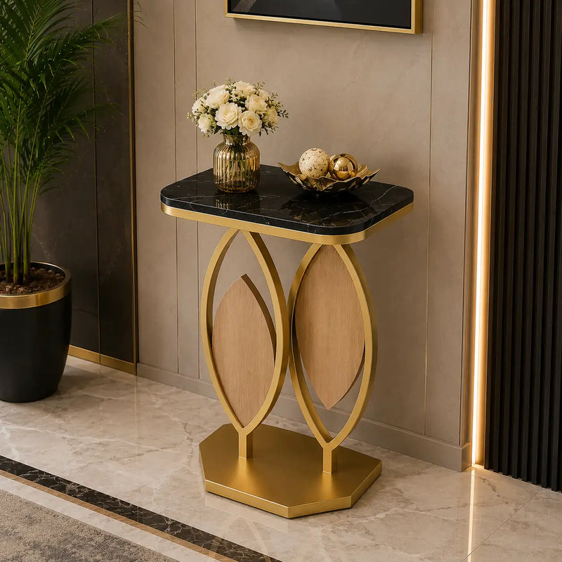 Luxury Console Table with Marble Top Modern Accent Side Table for Living Room Entryway Bedroom