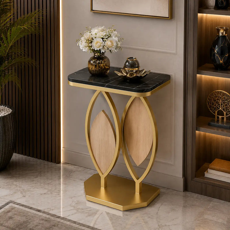 Luxury Console Table with Marble Top Modern Accent Side Table for Living Room Entryway Bedroom