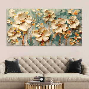 Luxury Cream Blossom Canvas Wall Painting for Stylish Home Decor
