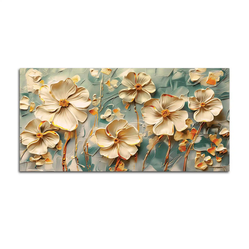 Luxury Cream Blossom Canvas Wall Painting for Stylish Home Decor