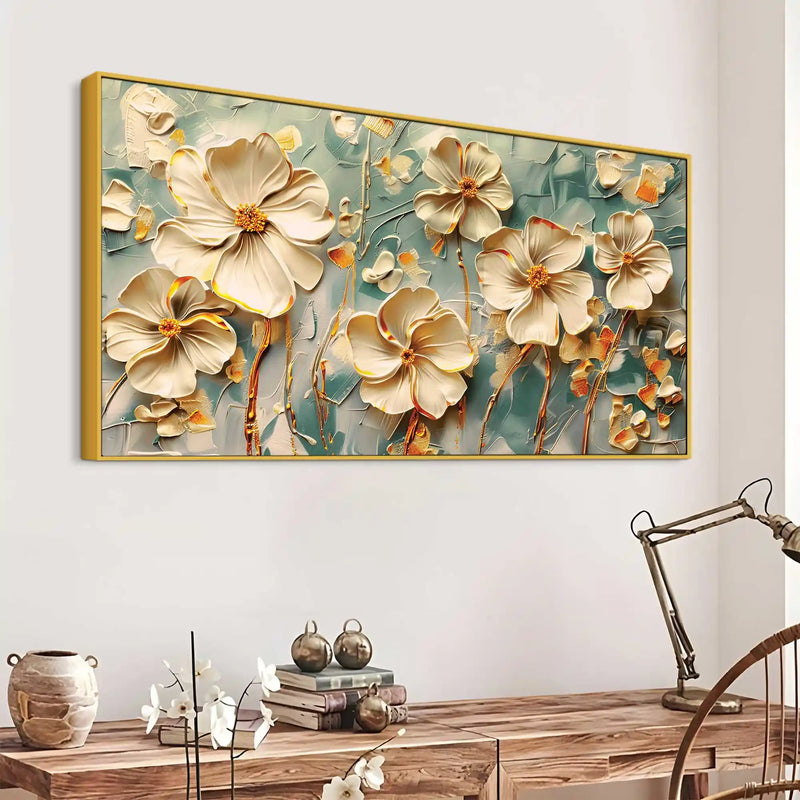 Luxury Cream Blossom Canvas Wall Painting for Stylish Home Decor