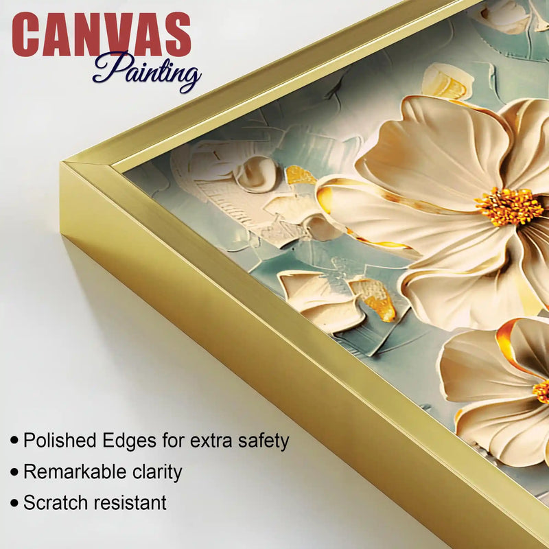 Luxury Cream Blossom Canvas Wall Painting for Stylish Home Decor