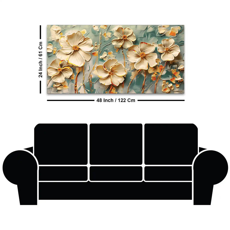 Luxury Cream Blossom Canvas Wall Painting for Stylish Home Decor