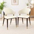Luxury Cream Upholstered Dining Chair with Curved Backrest