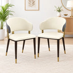 Luxury Cream Upholstered Dining Chair with Curved Backrest