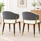 Luxury Cream Upholstered Dining Chair with Curved Backrest