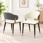 Luxury Cream Upholstered Dining Chair with Curved Backrest