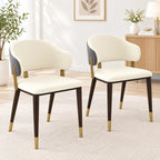 Luxury Cream Upholstered Dining Chair with Curved Backrest