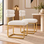 Luxury Cream Upholstered Dining Chair with Double-Padded Backrest