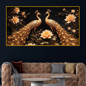 Luxury Crystal Glass Peacock Wall Painting for Décor