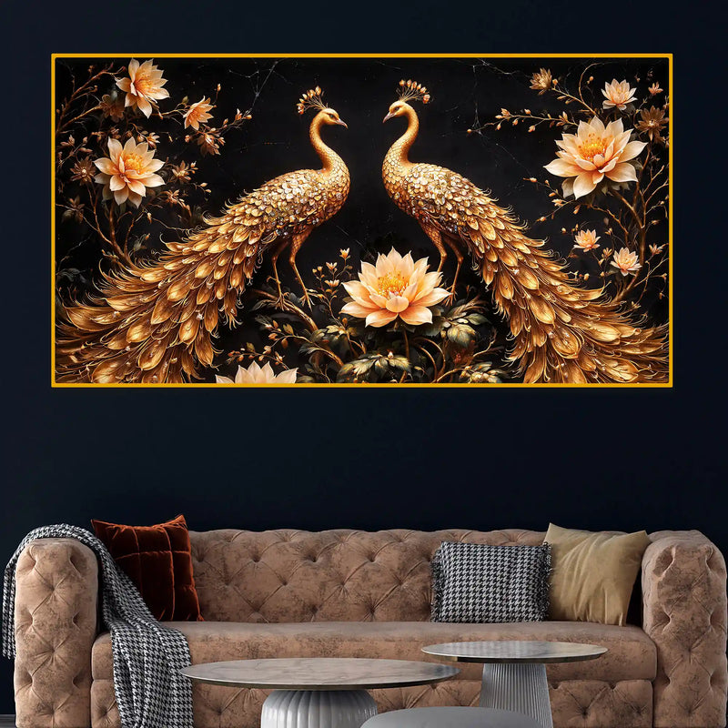 Luxury Crystal Glass Peacock Wall Painting for Décor