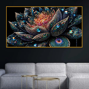 Luxury Crystal Lotus Flower Floating Frame Wall Painting