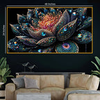 Luxury Crystal Lotus Flower Floating Frame Wall Painting