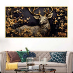 Luxury Deer Canvas Wall Art Floral Painting for Modern Home Decor