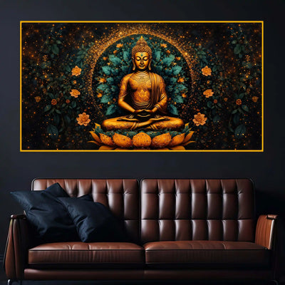 Luxury Designer Buddha Crystal Glass Painting