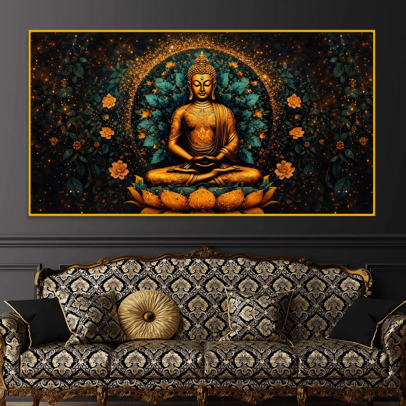 Luxury Designer Buddha Crystal Glass Painting