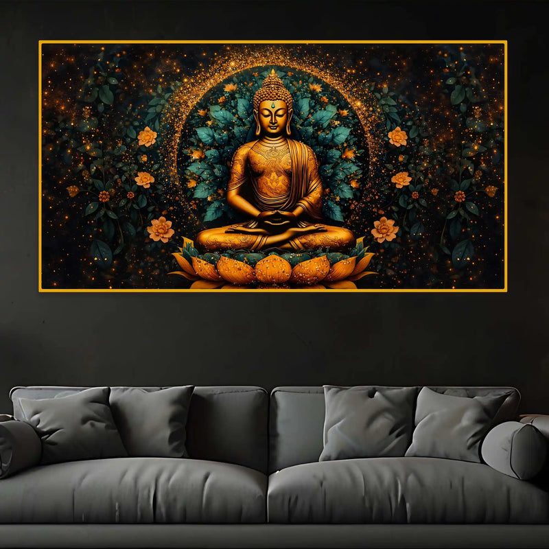 Luxury Designer Buddha Crystal Glass Painting