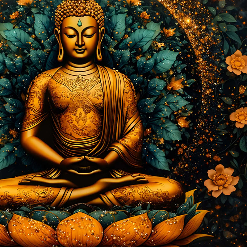 Luxury Designer Buddha Crystal Glass Painting