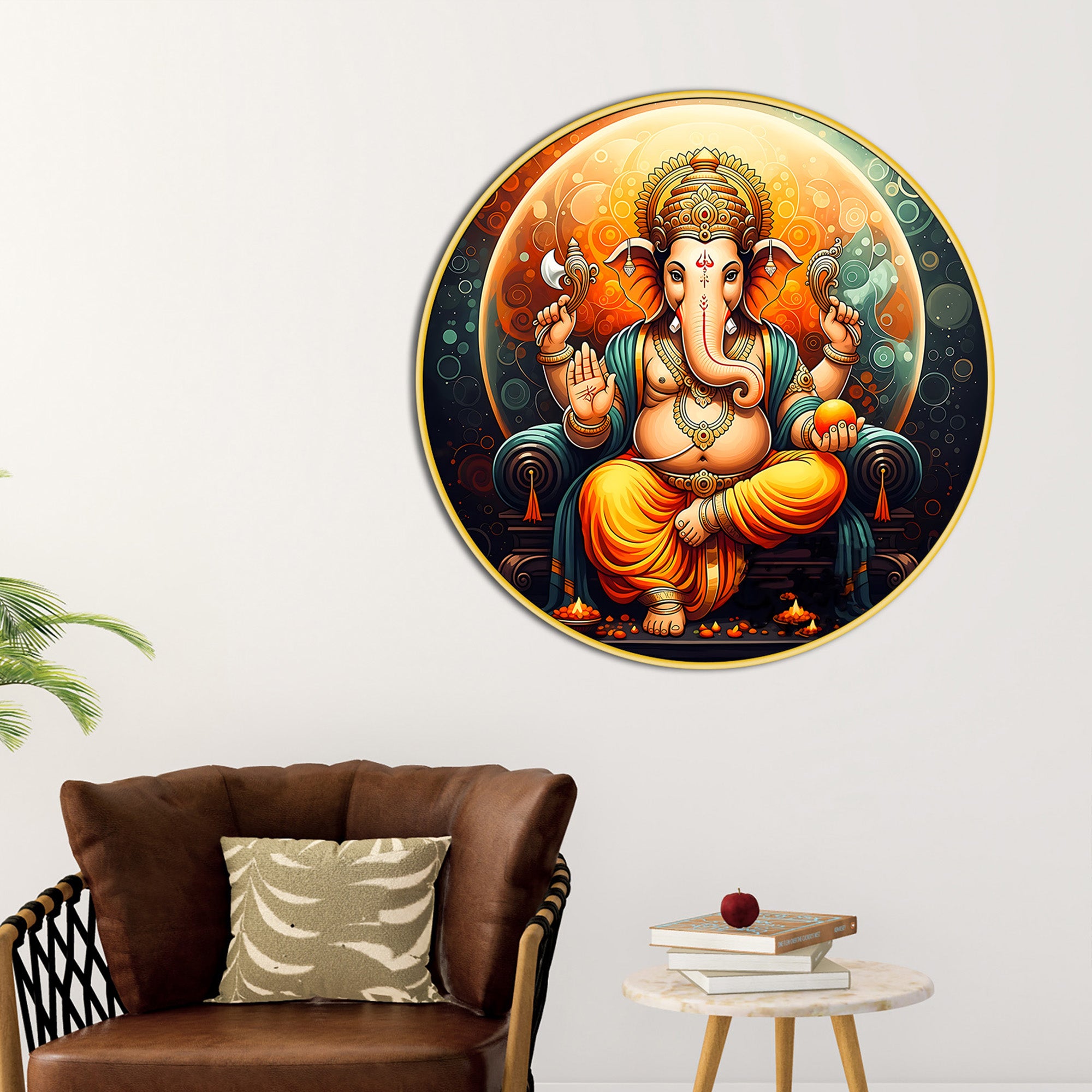 Luxury Divine Ganesh Ji Round Shape Painting