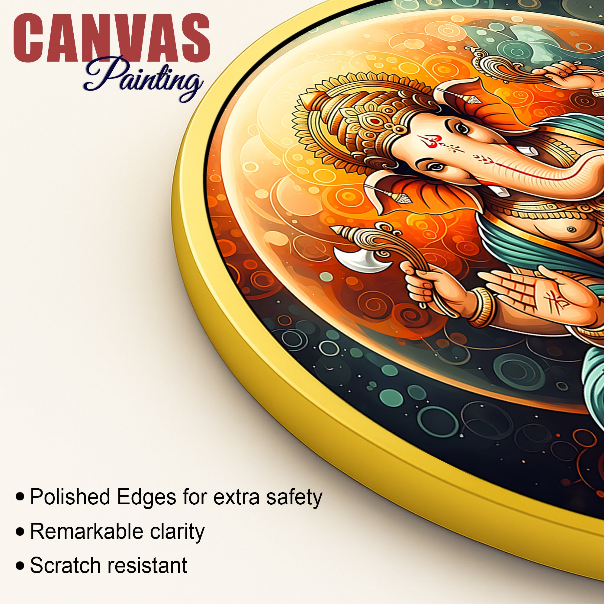 Luxury Divine Ganesh Ji Round Shape Painting