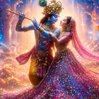 Luxury Divine Radha Krishna Floating Frame Crystal Wall Painting