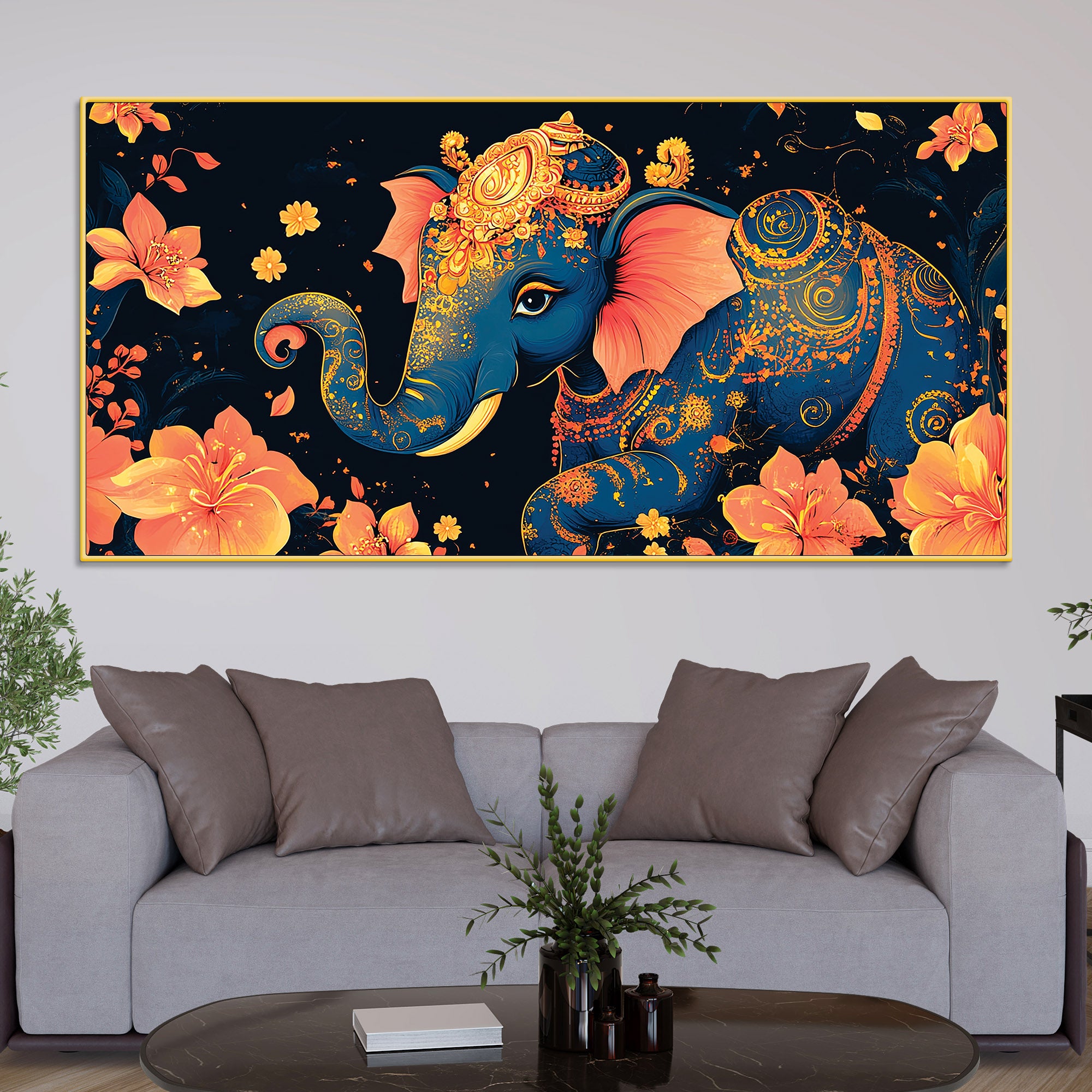 Luxury Elephant Art Premium Canvas Wall Painting
