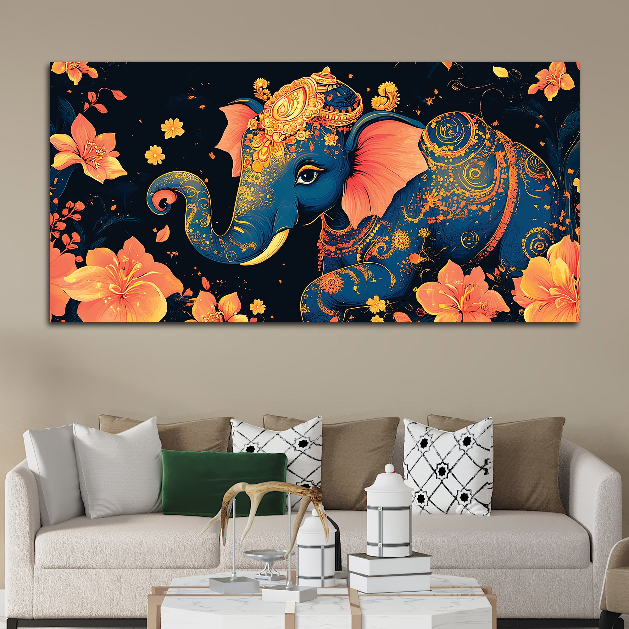 Luxury Elephant Art Premium Canvas Wall Painting