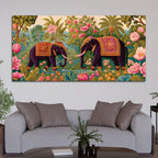 Luxury Elephant Pair Canvas Wall Painting