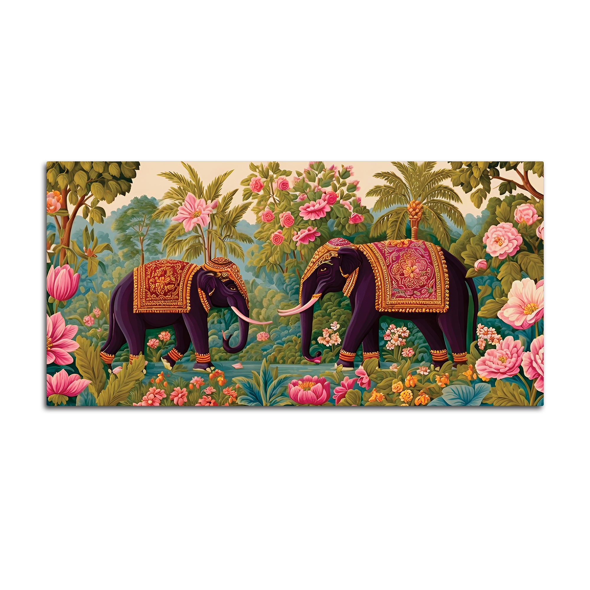 Luxury Elephant Pair Canvas Wall Painting