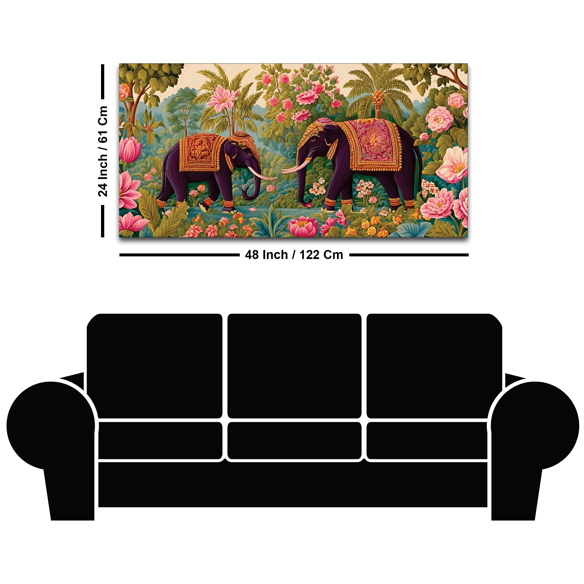Luxury Elephant Pair Canvas Wall Painting