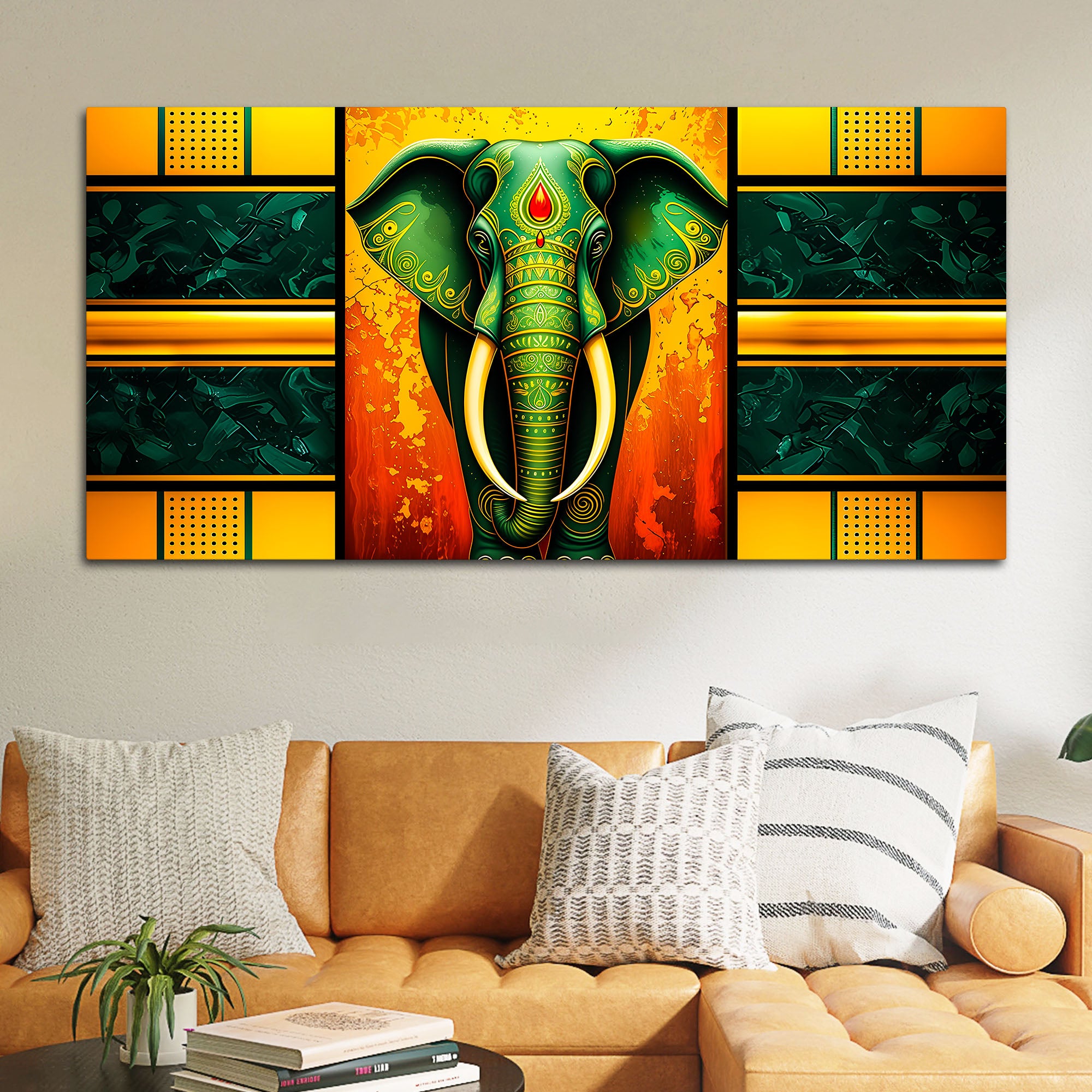 Luxury Elephant Wall Art Painting for Living Room Décor