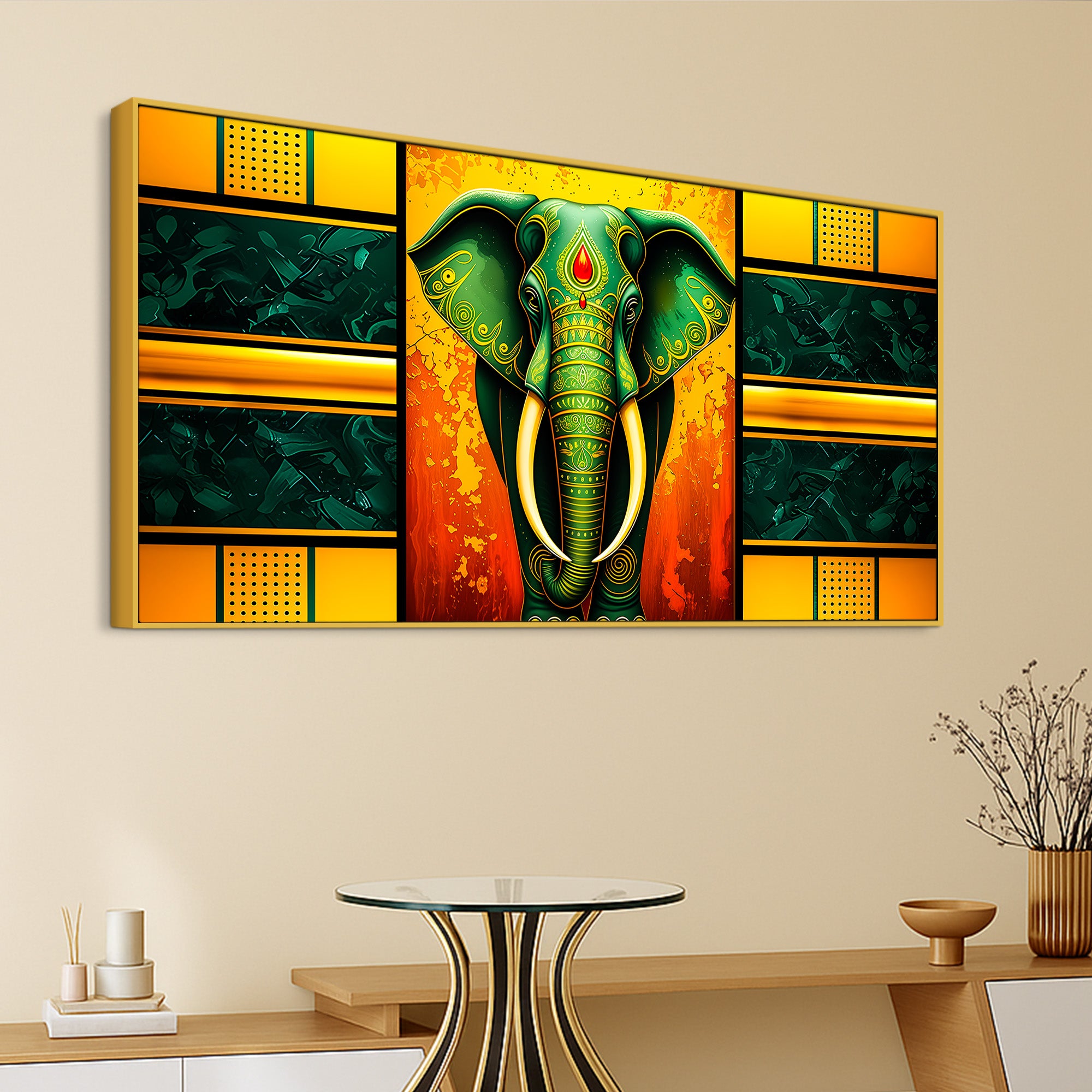 Luxury Elephant Wall Art Painting for Living Room Décor