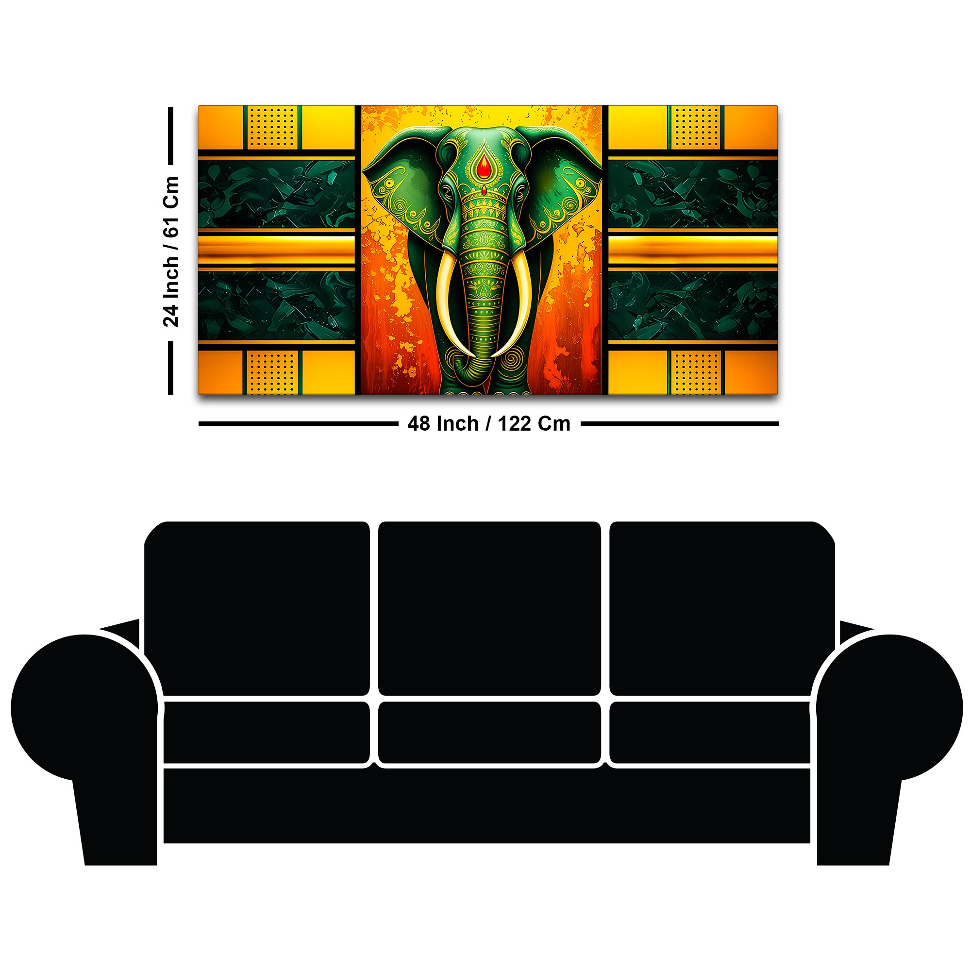 Luxury Elephant Wall Art Painting for Living Room Décor