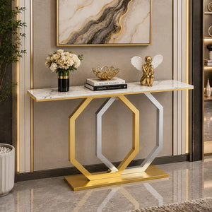 Luxury Entryway Console Table with Artistic Hexagon Legs
