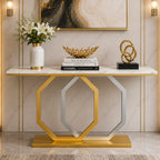 Luxury Entryway Console Table with Artistic Hexagon Legs