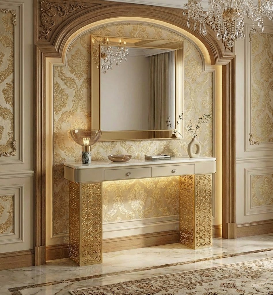 Luxury Entryway Console Table with LED (SS 302)