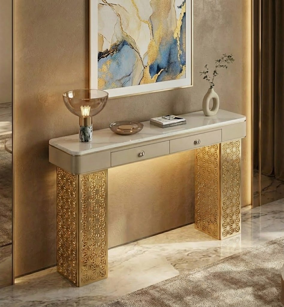 Luxury Entryway Console Table with LED (SS 302)