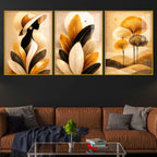 Luxury Feminine Botanical Floating Acrylic Wall Painting Set of 3