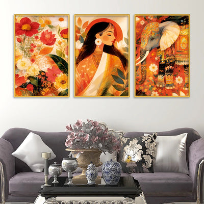 Luxury Floral Beauty Canvas Wall Painting Set of Three