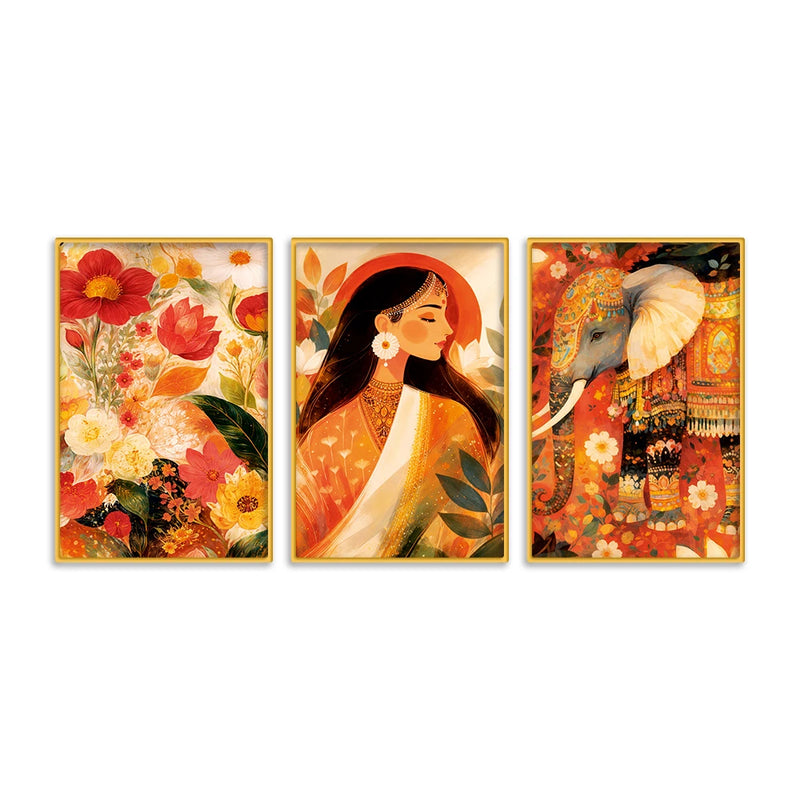 Luxury Floral Beauty Canvas Wall Painting Set of Three