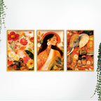 Luxury Floral Beauty Canvas Wall Painting Set of Three