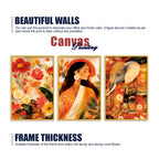 Luxury Floral Beauty Canvas Wall Painting Set of Three