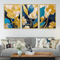 Luxury Floral Canvas Wall Painting for Living Room Set of Three