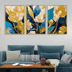 Luxury Floral Canvas Wall Painting for Living Room Set of Three