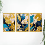 Luxury Floral Canvas Wall Painting for Living Room Set of Three
