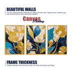 Luxury Floral Canvas Wall Painting for Living Room Set of Three